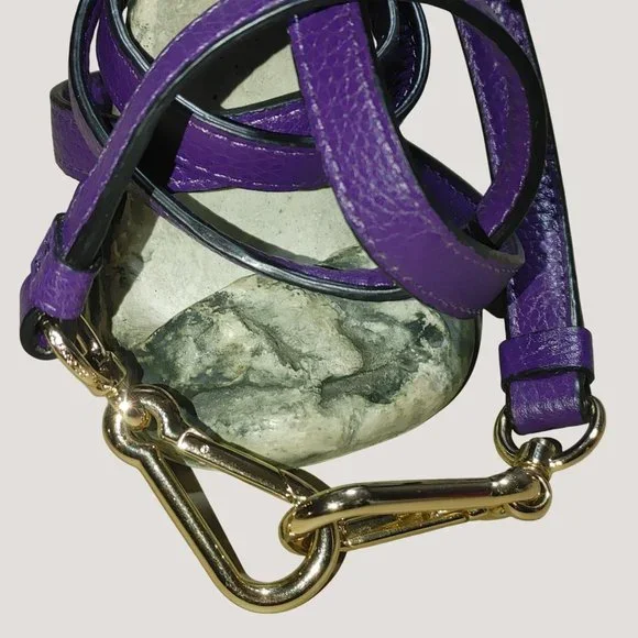 Coach Purple Leather Crossbody Strap Gold Tone Hardware Adjustable Length - Picture 1 of 6